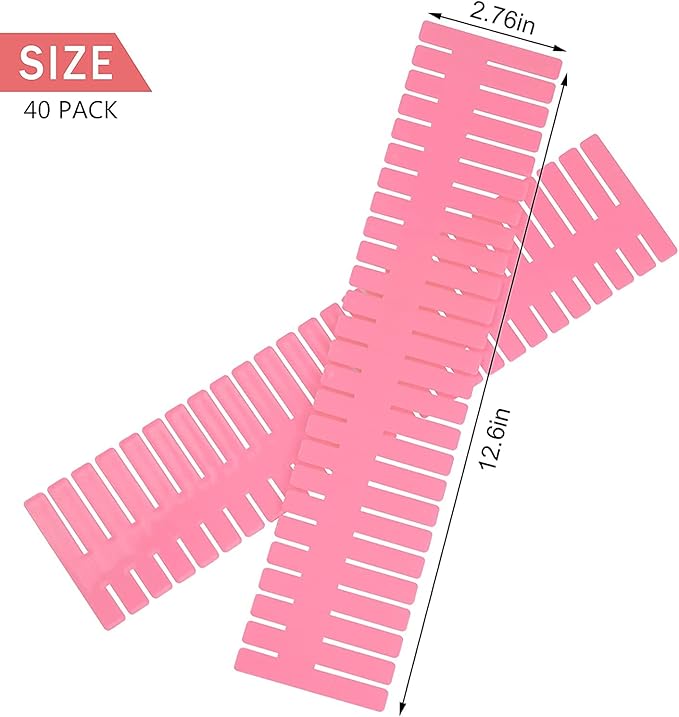 40Pcs Drawer Dividers, Adjustable Drawer Organizer for Socks, Underwear, Makeup, Can Help Tidy Kitchen, Bedroom, Dresser Pink