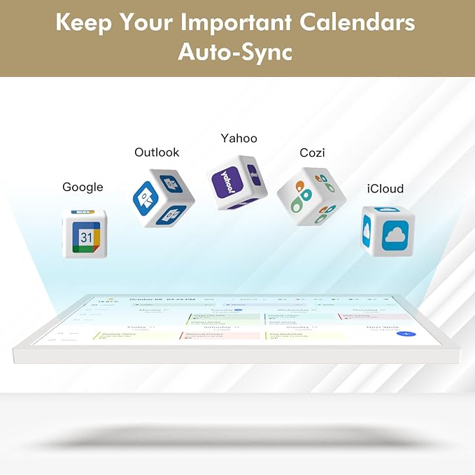 Digital Calendar Chore-Chart for-Family-Meal Planner - 27 inch Touchscreen Interactive Display Smart Calendar for Family To Do List, Dual-WiFi, Auto-Sync Google iCloud Outlook Calendars, Wall Mounted