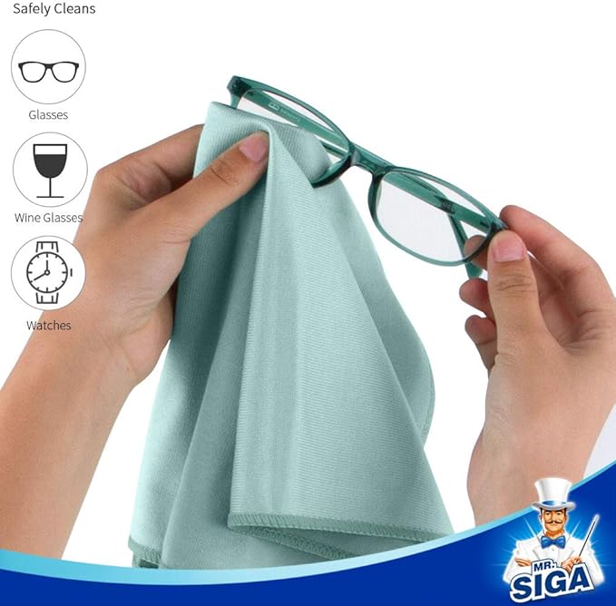 MR.SIGA Ultra Fine Microfiber Cloths for Glass, Pack of 6, 35 x 40 cm 13.7" x 15.7"