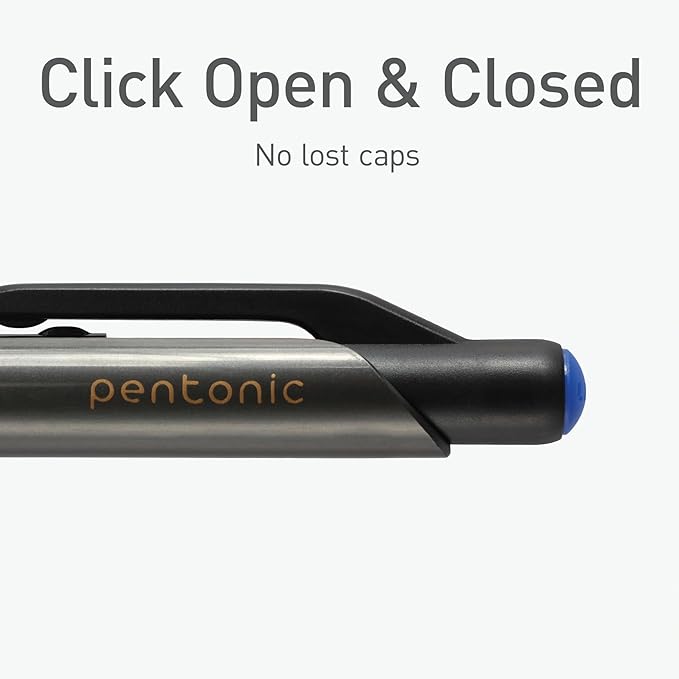 Pentonic GR-T Retractable Gel Pens, 24 Count, Assorted Color Ink (12 Black, 8 Blue, 4 Red), 0.7 mm Fine Point, Smooth Writing For Journaling (1002360)