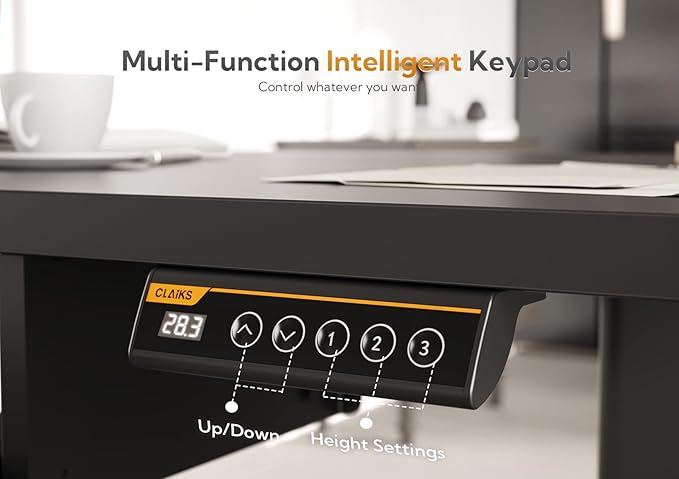 Claiks Standing Desk with Keyboard Tray, Standing Desk Adjustable Height, Raising Desks for Home Office and Computer Workstation, 55 Inches, Black