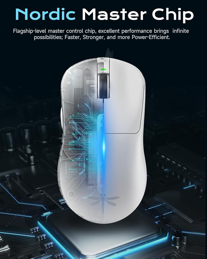VGN Dragonfly F1 Pro Wireless Gaming Mouse - 49g Ultra-Lightweight, 26K DPI Optical Sensor, 6 Programmable Buttons, 65Hrs Battery, Esports Grade - Classic White