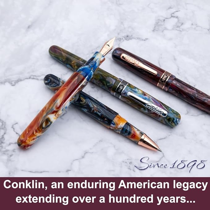 Conklin 1898 Fountain Pen, Misto Purple - Medium Nib | Unique Resin Writing Instrument | JoWo Stainless Steel Nib Made in Germany | Ideal for Pen Aficionados