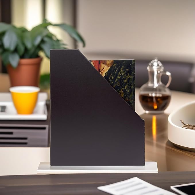 UnionBasic Magazine File Holder - Office Leatherette Desktop Document File Folder Journals Organizer Racks, Coffee