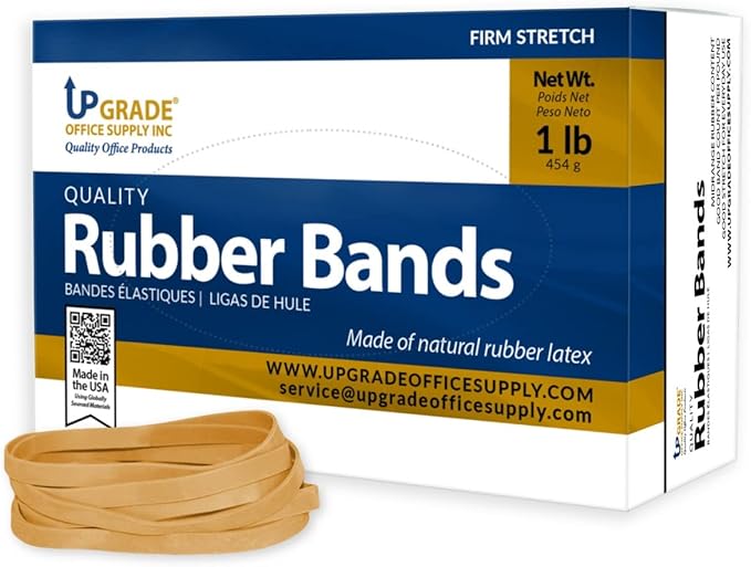Upgrade Office Supply UPG22564 Rubber Bands, Size 64 (3-1/2 x 1/4), 320 Bands, 1 lb Box, USA