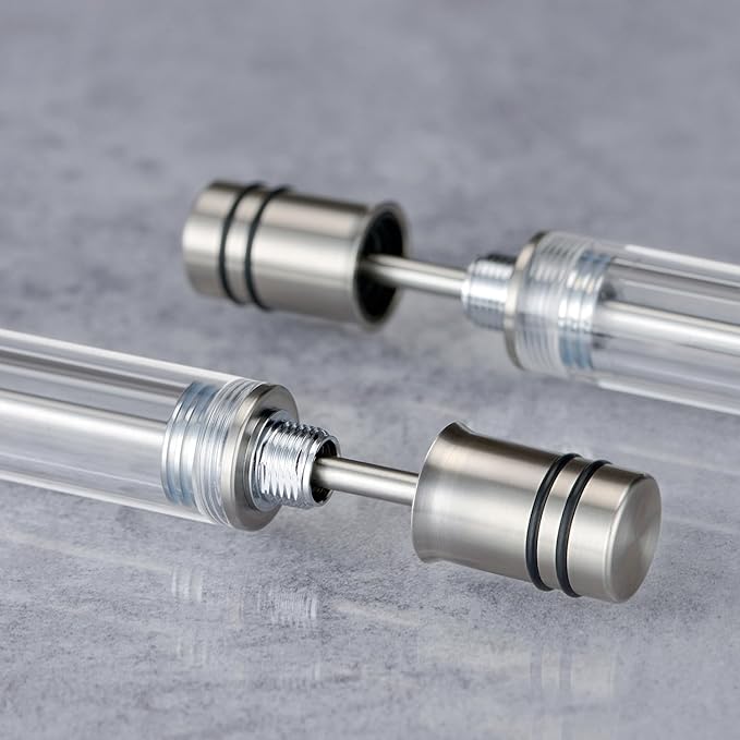 Asvine V200 Titanium Fountain Pen Vacuum Filling, Germany Bock Fine Point Clear Transparent Acrylic Smooth Writing Pen Case