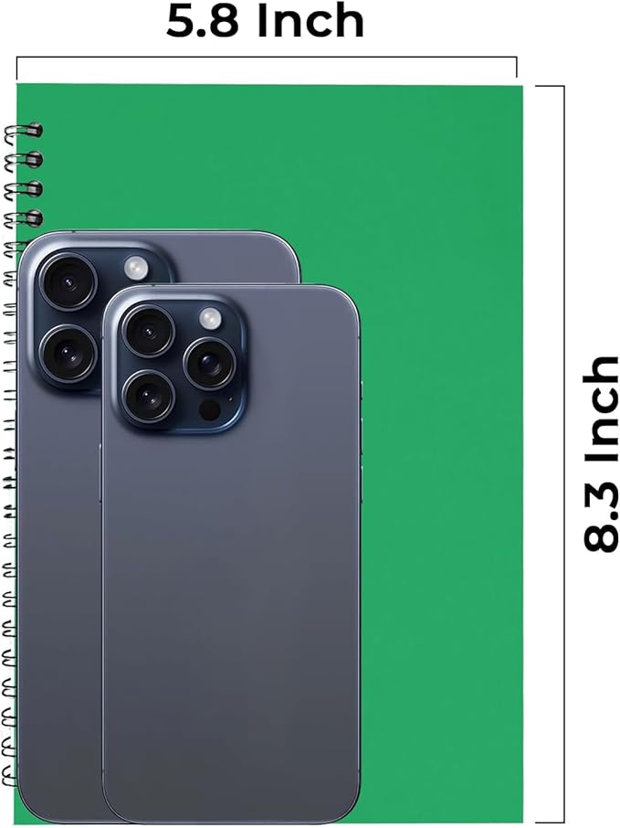 Blank Spiral Notebook, 12 Pack, 5.8 x 8.3, 120 Pages (60 Sheets), 100 GSM Unlined Drawing Notebooks, Assorted A5 Journals, No-Bleed, Sketching, Note Taking, Blank Journals for Office & School