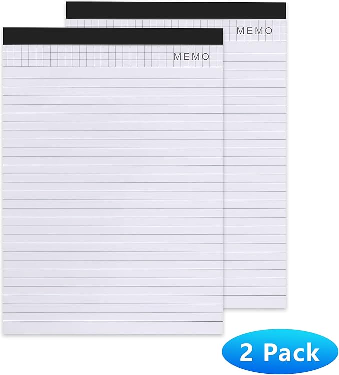 SAYEEC Legal Pads, A4 Size Wide Ruled Writing Note Pads, 8" x11" Lined Notepad Notebook Paper for Business School College Office 25 Sheets Per Pad (2 Pack)