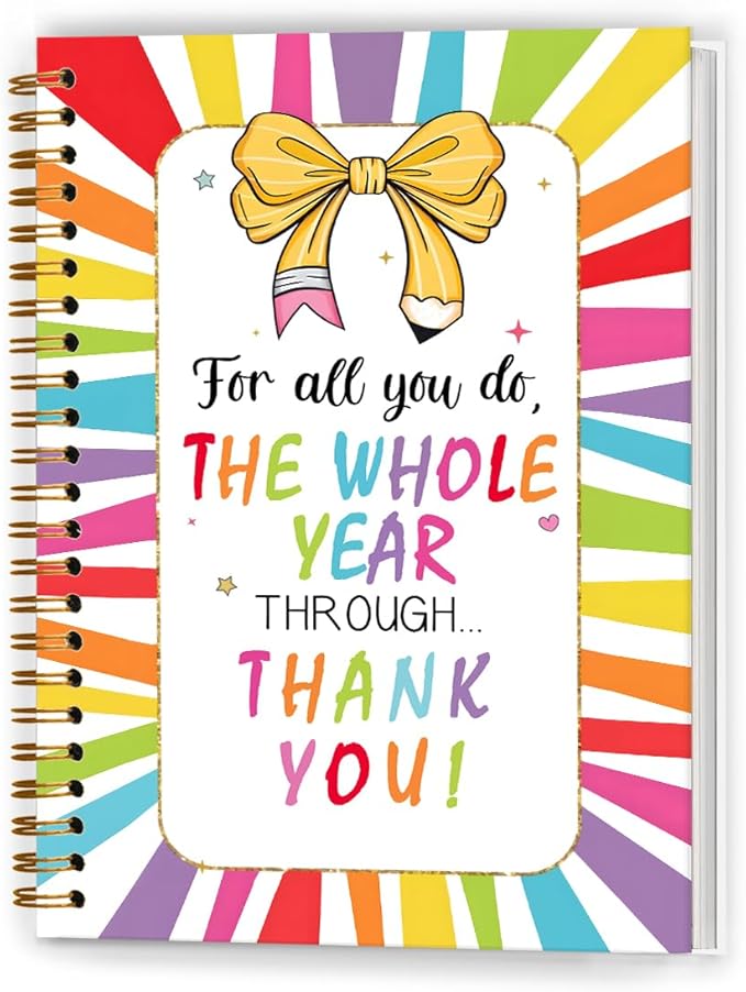 Boho Coquette Bow Teacher Notebook, Back to School Teacher Gifts Journal, Teachers Appreciation Gifts Journal, Colorful Positive Hardcover Spiral Notebooks, 5.5x8.3 Inch