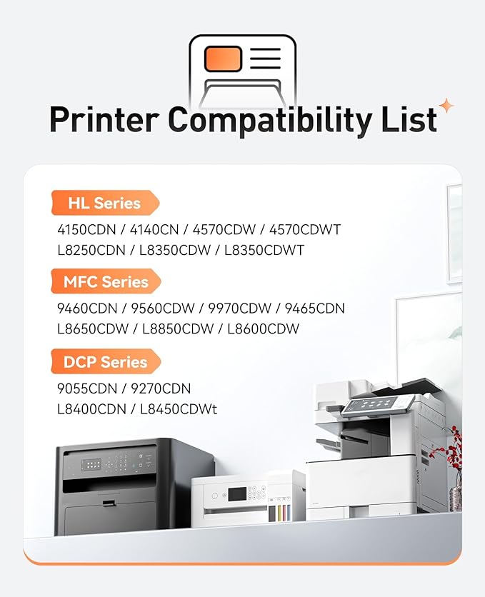 TN336 Toner Cartridge 4-Pack High Yield with Chip Replacement for Brother TN-336 Toner Cartridges Compatible with Brother HL-4150CDN L8250CDN MFC-9460CDN L8850CDW DCP-9055CDN 9270CDN L8400CDN Printer