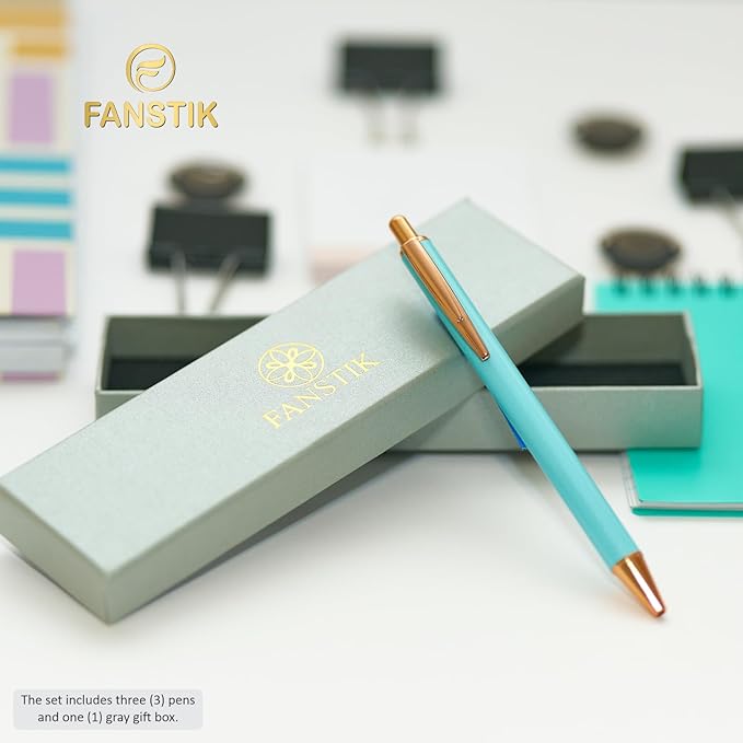 Customized BallPoint 3-pack pens set with name (MADE IN USA), Fancy Pen Set for Women, Thank you gift for woman, Luxury engraved pens personalized for women, (BallPoint Fancy Set)