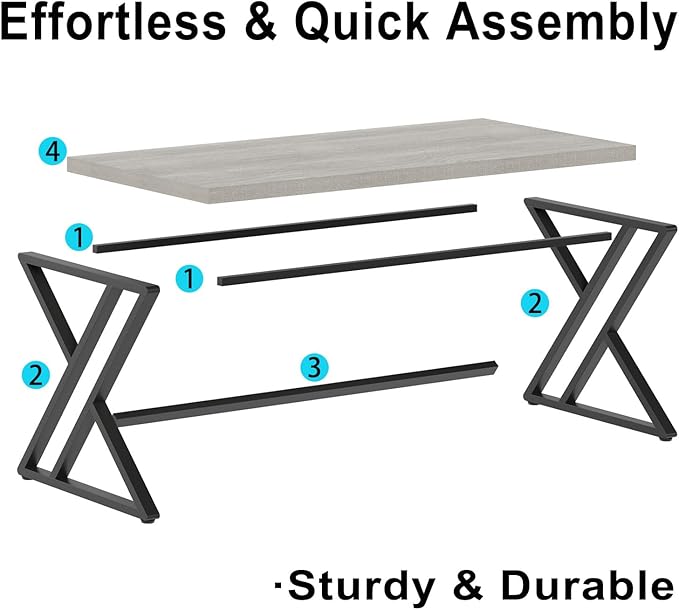 LVB Grey Computer Office Desk, Industrial Wood PC Gaming Gray Desk for Home Office, Modern Wooden Metal Study Work Bedroom Table, Farmhouse Executive Writing Desk with Storage, 55 Inch, Light Grey Oak