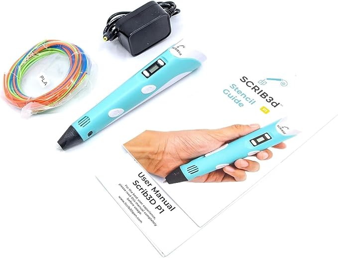 SCRIB3D P1 3D Printing Pen with 3 Starter Colors and PLA Refill Pack with 20 Assorted Colors