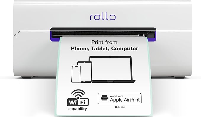 Rollo Wireless Shipping Label Printer - Wi-Fi Thermal Label Printer 4x6 for Shipping Packages - AirPrint from iPhone, iPad, Mac - Supports Windows, Chromebook, Android, Linux