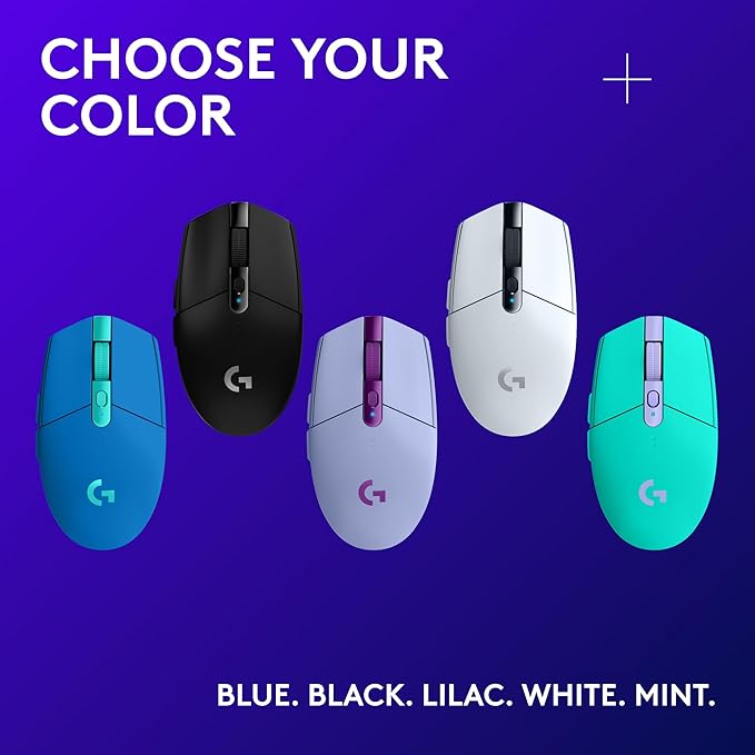 Logitech G305 LIGHTSPEED Wireless Gaming Mouse, Hero 12K Sensor, 12,000 DPI, Lightweight, 6 Programmable Buttons, 250h Battery Life, On-Board Memory, PC/Mac - Black