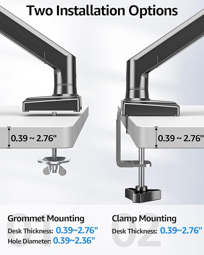 Dual Monitor Stand fits up to 32 inch, 4.4-22 lbs Computer Screens, Dual Monitor Desk Mount Height Adjustable, Monitor Arms for 2 Monitors, Home Office VESA Mounts with Gas Spring, Freelift Black