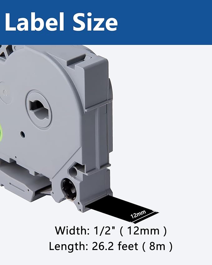 Tze Tz Tape 12mm 0.47 Laminated Black Compatible for Brother P Touch Label Maker Tape TZe-335 TZe335 Label Tape for PT D200 D210 D220 D400 Cube, White on Black, 1/2 Inch x 26.2 Feet, 3-Pack