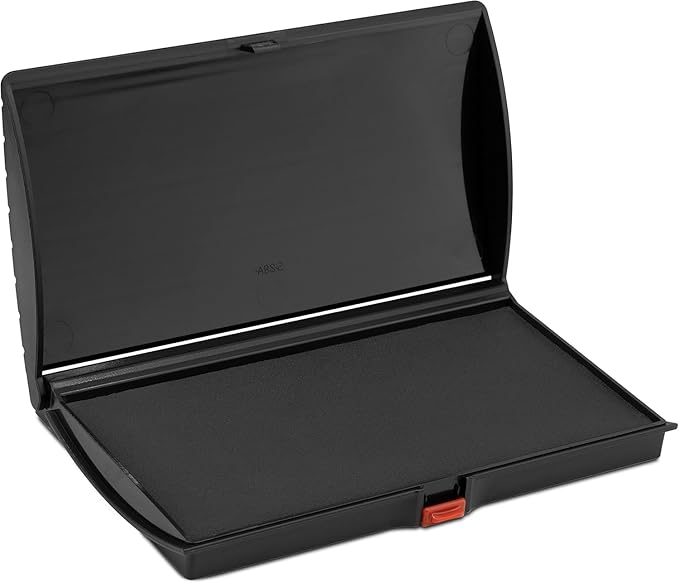 Large Premium Black Ink Stamp Pad - 3" by 6" - Quality Felt Pad - Case with Closing snap