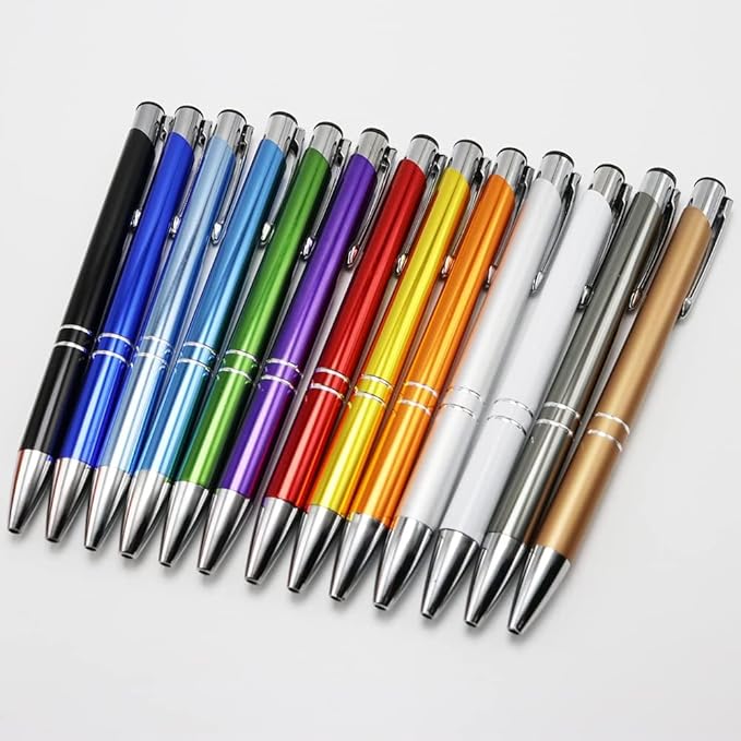 Stylish quality metal ballpoint Pens, black ink, soft writing experience (Multiple body colours (13 colours per pack))