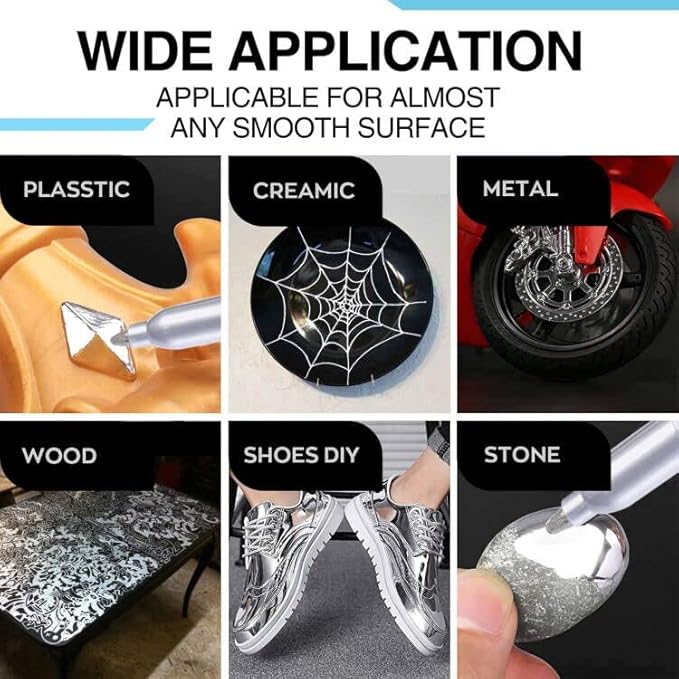 Silver Metallic Permanent Markers, 24 Pack Silver Metallic Marker Pens for Artist Illustration, Industrial Marking, DIY Crafts, Gift Card Making