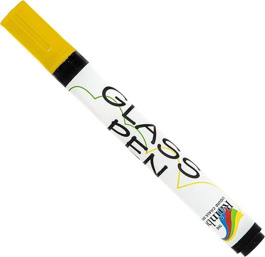 Glass Pen Window Marker: Liquid Chalk Pens for Glass, Whiteboard Markers with Washable Paint - Graduation, Car Windows, Mirror Pen, Storefront, Wedding, Parade, Party & Holiday (Yellow, Fine Tip)