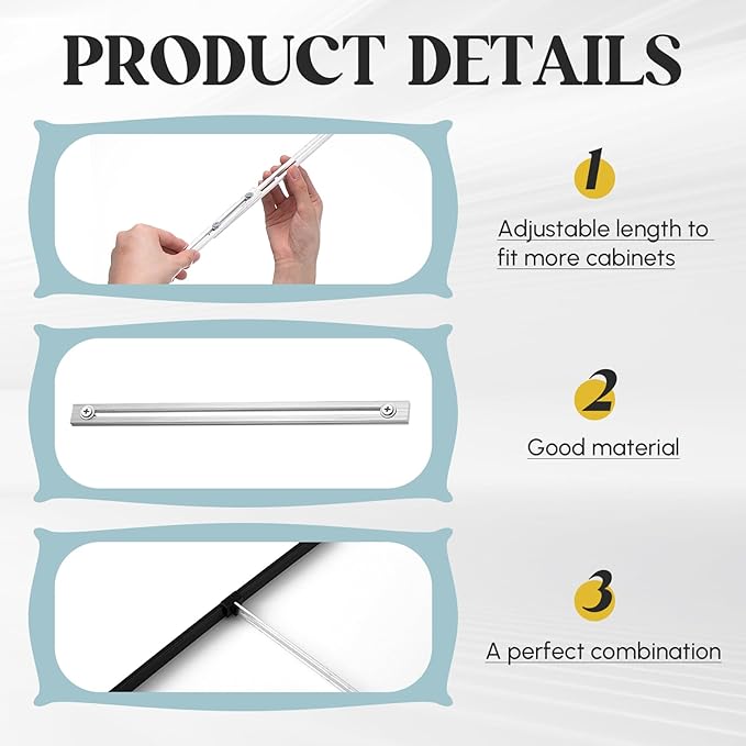 12 Pcs Metal Adjustable File Cabinet Rails Set Include 8 Hanging File Rail Clips 4 Cabinet Dividers Bars Suitable for Cabinets with Drawer Thickness Less Than 1/8 Inch(Silver,10-18 Inch)