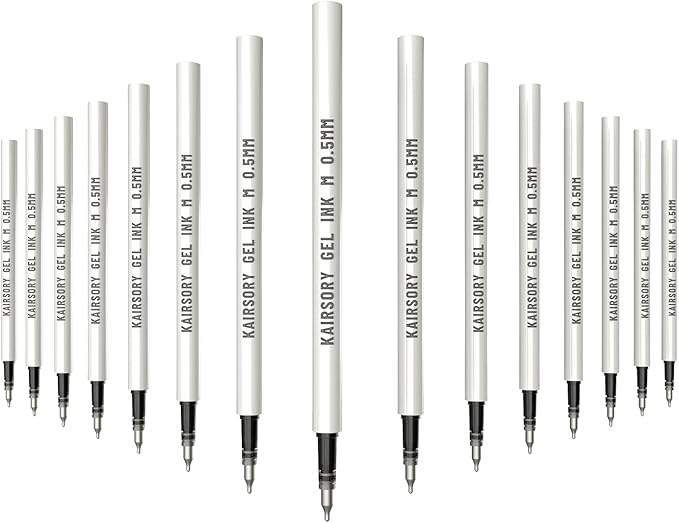 Black Gel Pens Refills,Retractable Gel Ink Pen Refills Bulk,pen refills for twist pens,Fine Point 0.5mm Black Ink, Smooth Writing Retractable Click Pen Refills(15 Pcs Black Ink-0.5mm)