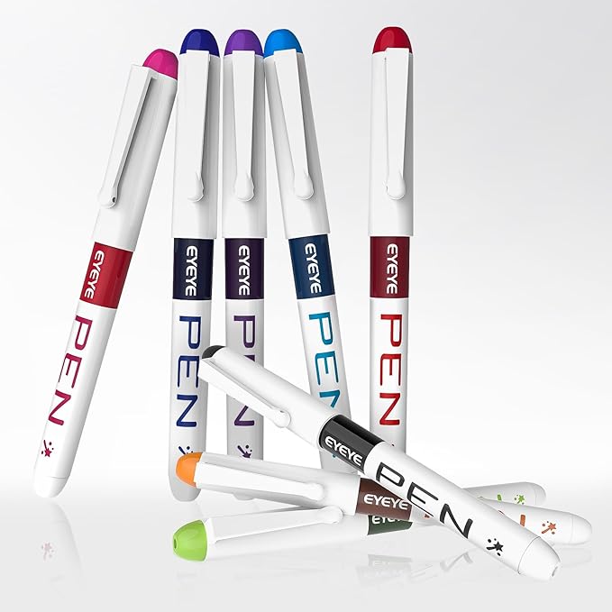 EYEYE Fountain Pens for Writing, 8 Pack Assorted Colors Fine Point Disposable Fountain Pens Stainless Steel Nib, Smooth Writing for Calligraphy, Journaling, Drafting, Sketching, Doodling & Gifts