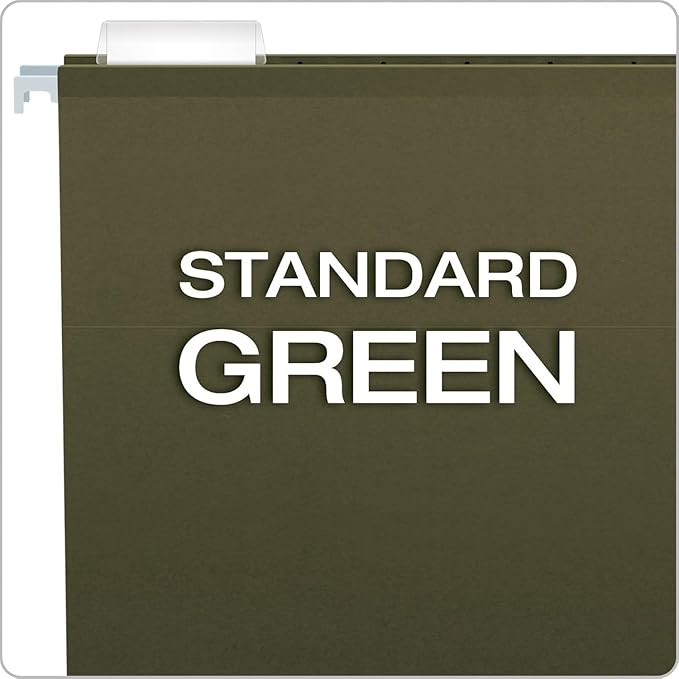 Pendaflex Hanging File Folders Letter Size - 100 Pack - 1/5 Cut Adjustable Tabs - Green Bulk File Folders with Tabs 8.5 X 11 Inches