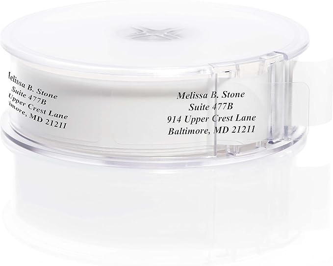 Clear Personalized Return Address Labels with Elegant Dispenser - Roll of 500 Custom See Through Transparent Stickers