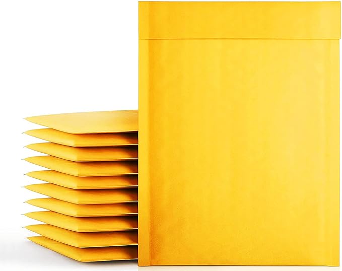 packbabol Kraft Bubble Mailers 6x10 Inch 50 Pcs,Small Self-Sealing Mail Shipping Bags,Yellow Padded Envelopes #0