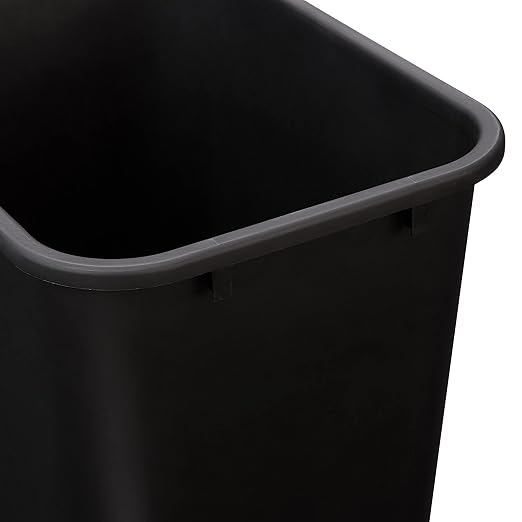 Amazon Basics Trash Can, Rectangular Commercial Office Wastebasket, 10 Gallon (Pack Of 2), Black (Previously AmazonCommercial brand)