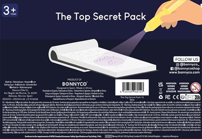 BONNYCO Invisible Ink Pen and Notebook, Pack of 16 Party Favors for Kids Birthday | Spy Pen Party Supplies, Pinata Stuffers, Prizes for Kids | Magic Pen Birthday Party Favors, Prizes for Students