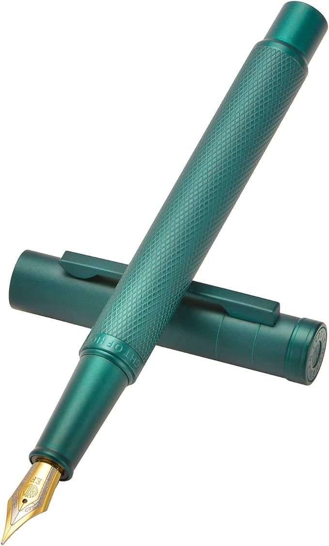 Hongdian 1851 Green Forest Fountain Pen Medium Nib, Classic Design with Converter and Metal Pen Case