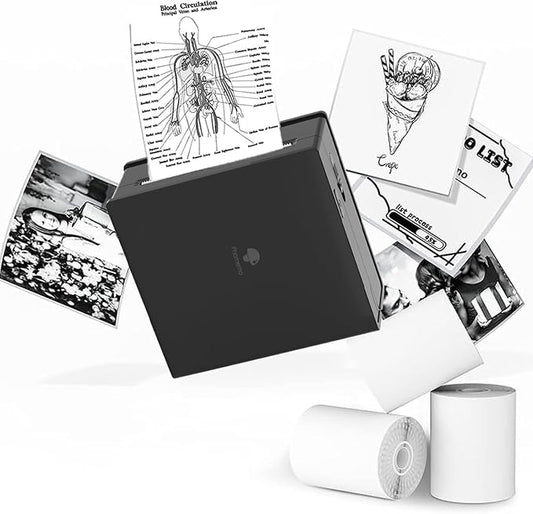 Phomemo Sticker Printer- Mini Thermal Sticker Printer Machine, Small Pocket Label Maker Instant Print for DIY Creation, Study Notes, Photos, Portable Inkless Photo Maker for Kids/Students, Black