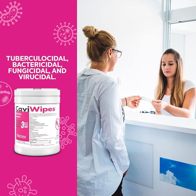 CaviWipes Disinfecting Towelettes Canister Wipes, 160 Count, White