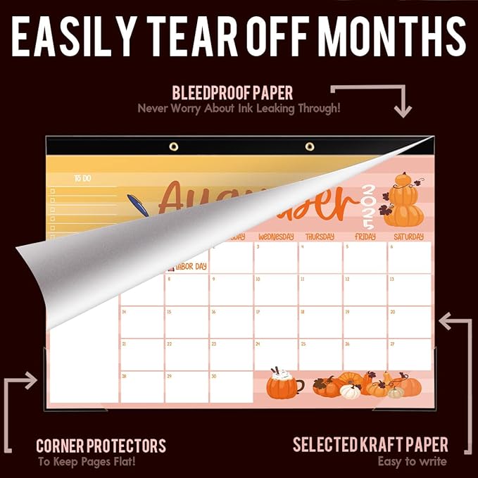 Large Doodle Teacher Desk Calendar 2025-2026 25-26 Teacher planner 17-Month 2025-2026 Desk Desktop Holiday Monthly classroom Calendar 2025 August 2025-December 2026 with Holiday Planner Stickers