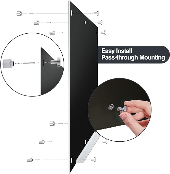 J&J worldwide Black Glass Whiteboard Magnetic Dry Erase Board 6' x 3', Large Frameless Glass White Board Wall Mounting for Office, Home, School, Includes Magnets, Marker Tray, Eraser