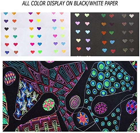 Lemical 48pcs Gel Ink Pens - 4 Types (12 Pastel, 12 Neon, 12 Metallic, 12 Glitter) Colors Drawing Pens for Greeting Cards, Coloring Books, Office Art