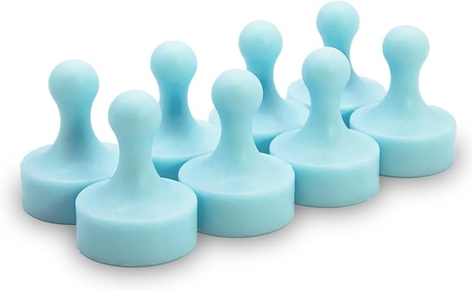 GLASSBOARD STUDIO Powerful Neodymium Magnets, Pawn-Shaped - Strong Fridge/Refrigerator and Whiteboard Magnet, Ideal for Office, Kitchen, Crafts - Rare Earth, Heavy Duty (8, Breezy Blue)