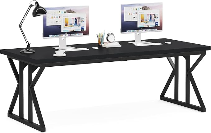 Tribesigns 78.7-Inch Executive Desk, Large Computer Office Desk Workstation, Modern Simple Style Laptop Desk Study Writing Table Business Furniture for Home Office (Black, 78.7 Inch)