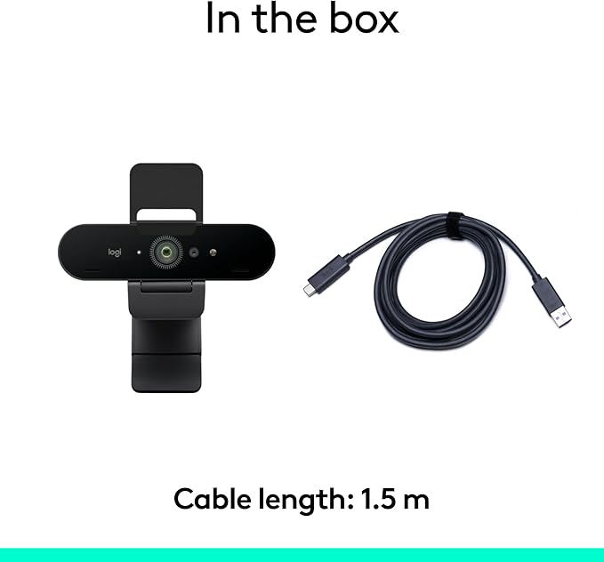 Logitech Brio 4K Webcam, Video Calling, Noise-Cancelling mic, HD Auto Light Correction, Wide Field of View, Works with Microsoft Teams, Zoom, Google Voice, Google Meet, PC/Mac/Laptop/MacBook/Tablet