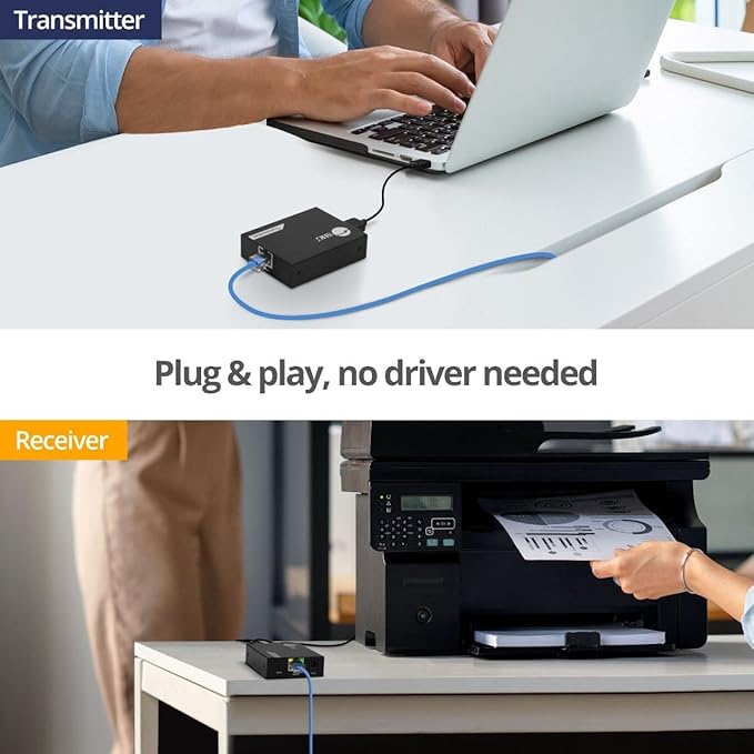 SIIG 4-Port USB 2.0 Extender 492ft Over Cat6/ 7 Cable, Cat5e Cable up to 330ft, Plug and Play, High Speed Transfer, for PC, Surveillance, Video Conference, Gaming (JU-EX0411-S1)