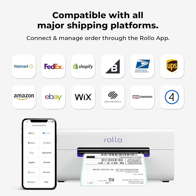 Rollo Wireless Shipping Label Printer - Wi-Fi Thermal Label Printer 4x6 for Shipping Packages - AirPrint from iPhone, iPad, Mac - Supports Windows, Chromebook, Android, Linux