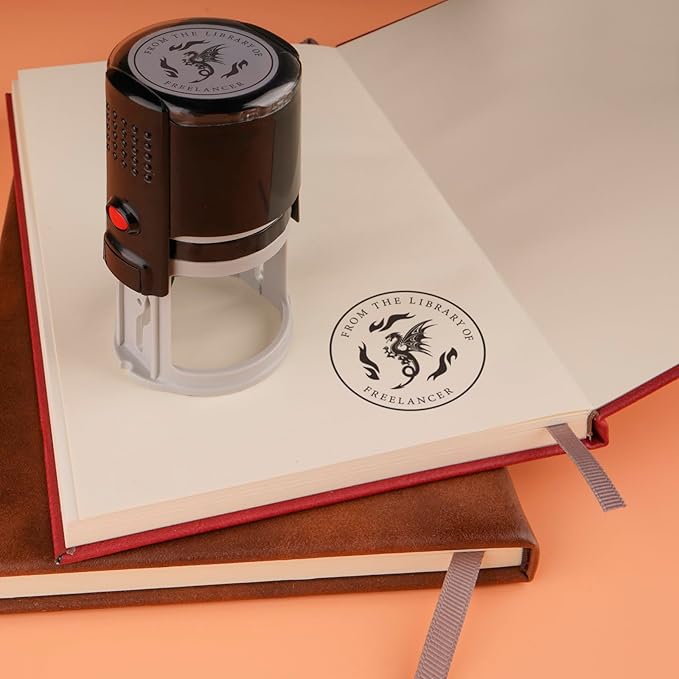 Custom Ink Stamp | Personalized Self Inking Stamp Gifts for Book Lovers, Readers, Teachers | 5 Ink Colors (Design-01)