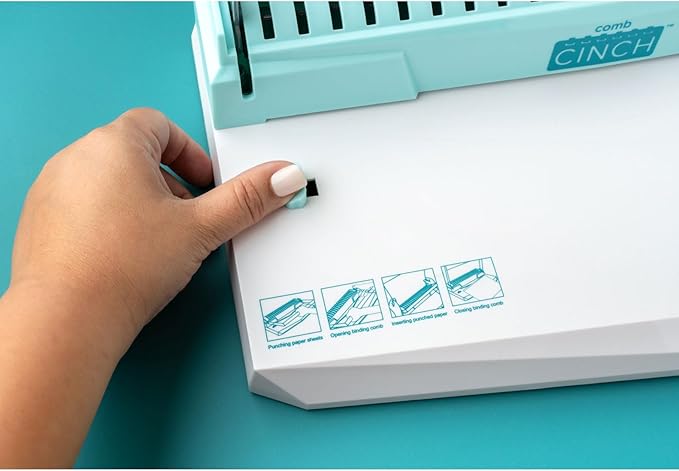 We R Memory Keepers Comb Cinch Book Binding Machine, Includes 10 8 mm Binding Combs, Book Binding Kit, Easy to Use, Use for Scrapbooking, Home Offices, & Classrooms