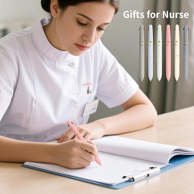 Ddaowanx Multicolor Pens, 4-in-1 Colored Ballpoint Pen 0.5mm Fine Point Smooth Writing,Nurse Accessories for Work,Gifts for Teen Girls,6-Count