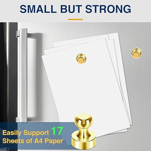 MIKEDE Whiteboard Magnets - 60pcs Small Gold Neodymium Refrigerator Magnets for Whiteboard, School, Classroom, Kitchen and Map