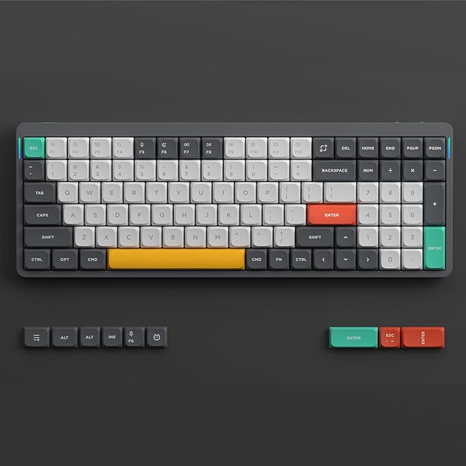 nuphy Air96 V2 Wireless Mechanical Keyboard,100 Keys RGB Backlit Keyboard,Supports Bluetooth 5.1,2.4G and Wired Connection,for PC/Laptop/Windows/Mac -Grey Gateron Moss Switch