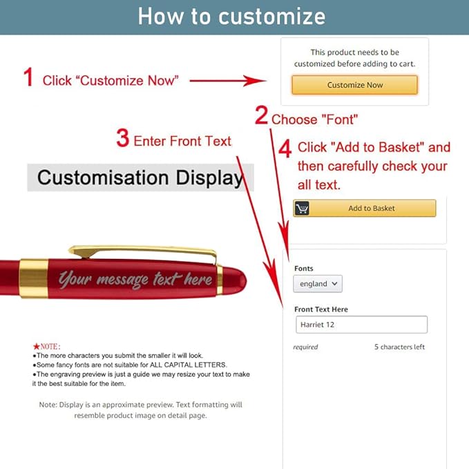 Ancolo Personalized Business Ballpoint Pens-Medium Point Nib - Quality Pens Metal Body no plastic, Engraving With Your Name/Message Corporate Executive Gift for any occations